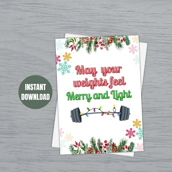 Christmas Gym Card, Gym Gifts, Gym Card for Him Her, Workout Card, Funny Gym Card, Fitness Card, Printable Gym Card, Digital Download