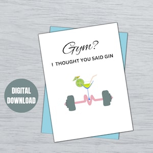 Gym Humor Kaart| Gymcadeaus| Gymkaart voor haar hem| Verjaardagskaart | Grappige sportschoolkaart| gewichtheffen| Fitnesskaart| Afdrukbare sportschoolkaart | Digitaal