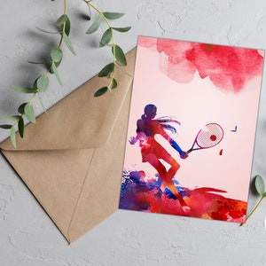 Carte d'anniversaire de tennis | Carte d'amateurs de tennis| Carte de vœux sport Carte de tennis pour elle | Carte de remise en forme imprimable | Téléchargement numérique instantané | PDF