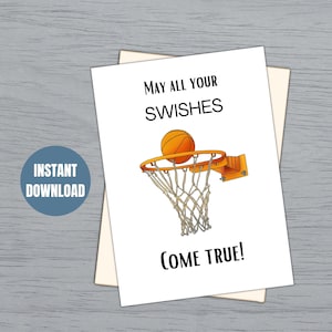 Basketball Geburtstagskarte | Alles Gute zum Geburtstag Basketball Swish | Druckbare Grußkarte | Sofortiger digitaler Download | Korbball Coach| Sportkarte