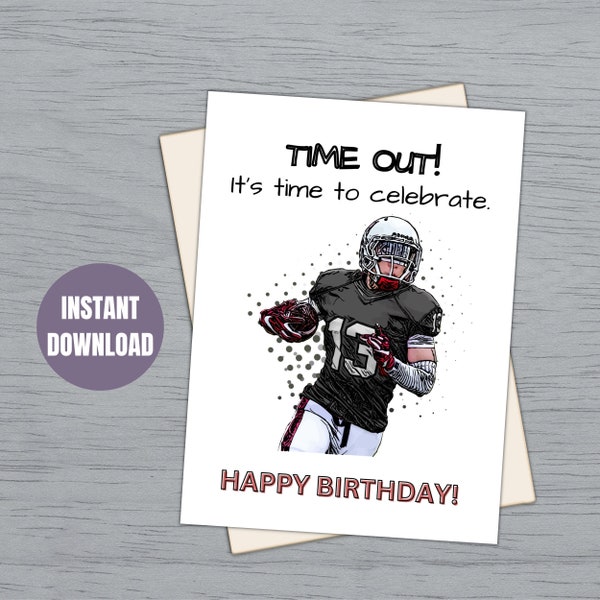 Carte d'anniversaire imprimable de football | Cadeau d'amateurs de football | Carte d'anniversaire de football numérique | Cadeau pour les amateurs de sport | Carte pour lui| Cadeaux pour petit ami