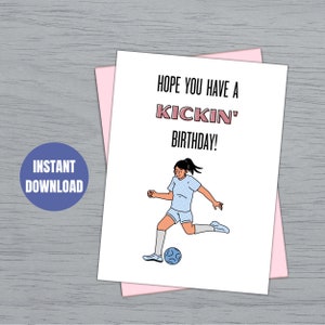 Printable Soccer Birthday Card | Digital Soccer themed digital Card| Football Soccer Birthday gift Her| Bday Card for soccer players| soccer