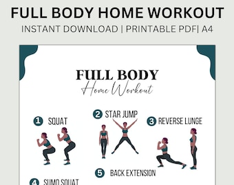 Plan de entrenamiento en casa/ Entrenamiento para bajar de peso/ Sin equipo/ Plan de entrenamiento de fuerza/ Programa de acondicionamiento físico/ Guía de entrenamiento en el gimnasio en casa/ PDF digital