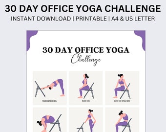 30 Day Yoga challenge| Printable Yoga Challenge| 30 Day challenge Tracker| Healthy Habits| yoga poses| Fitness Planner| Printable Challenge