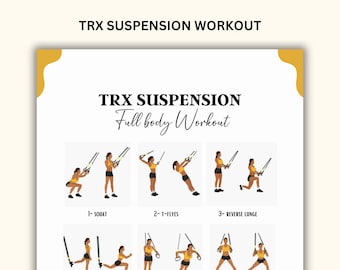 TRX Suspension Exercise Guide, Trx workout, TRX Fitness Challenge, Flat Stomach workout, Printable Trx exercise, Instant Download PDF A4&Us