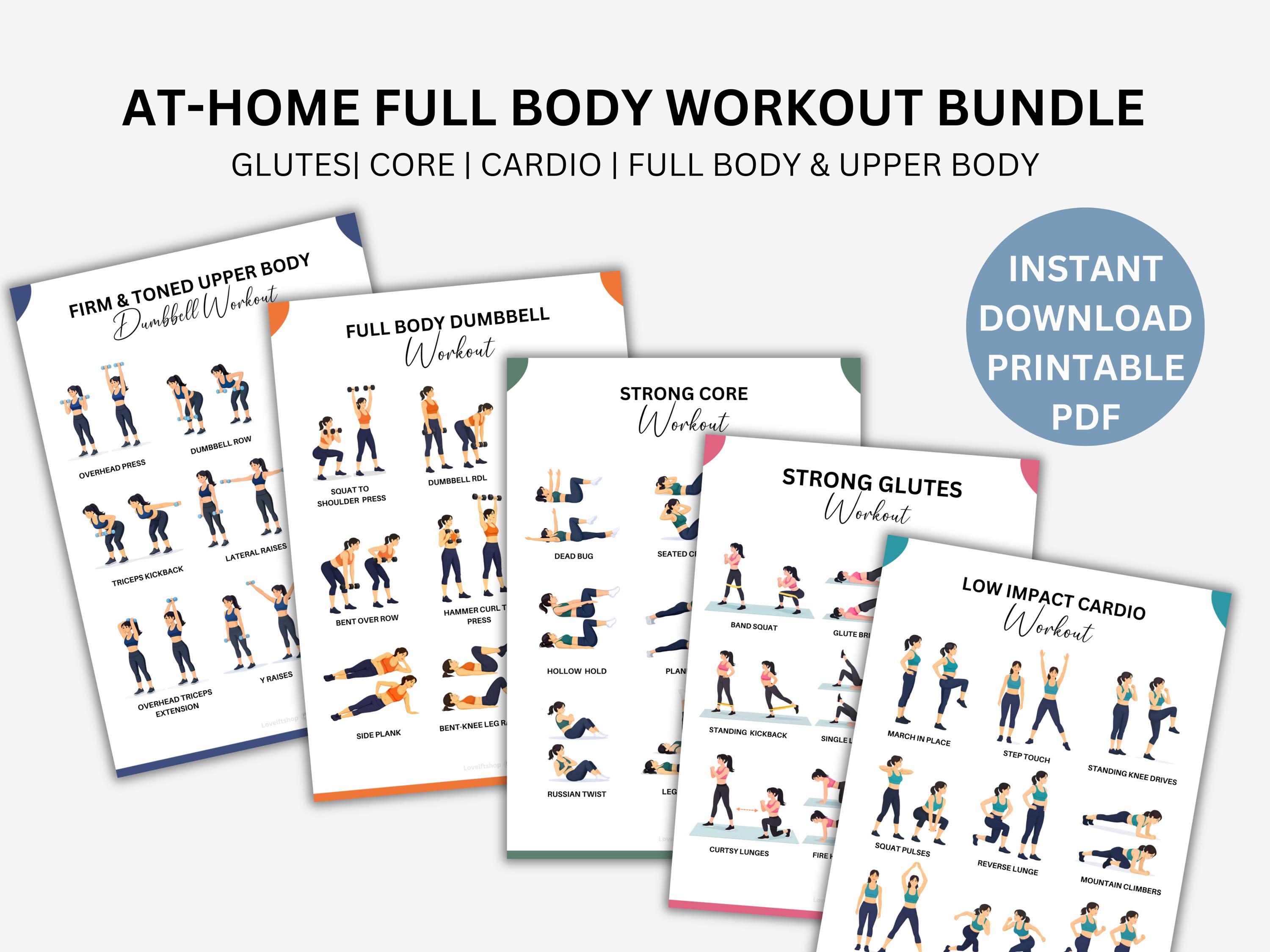 Full Body Home Workout Bundle, Printable Exercise Posters, Beginner ...