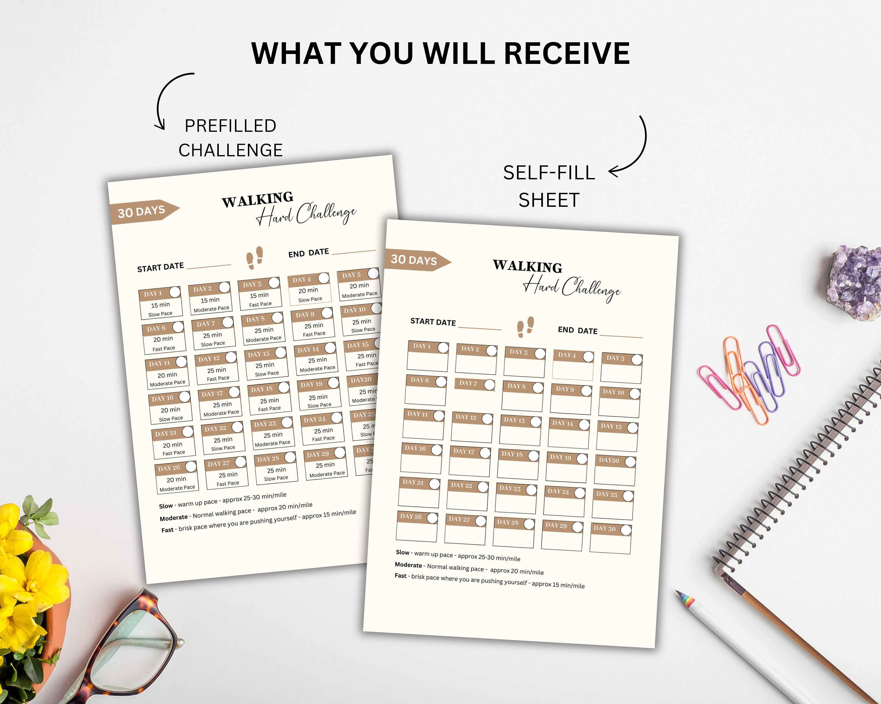 30 Day Walking Challenge, Printable Workout, Digital Walking Planner ...