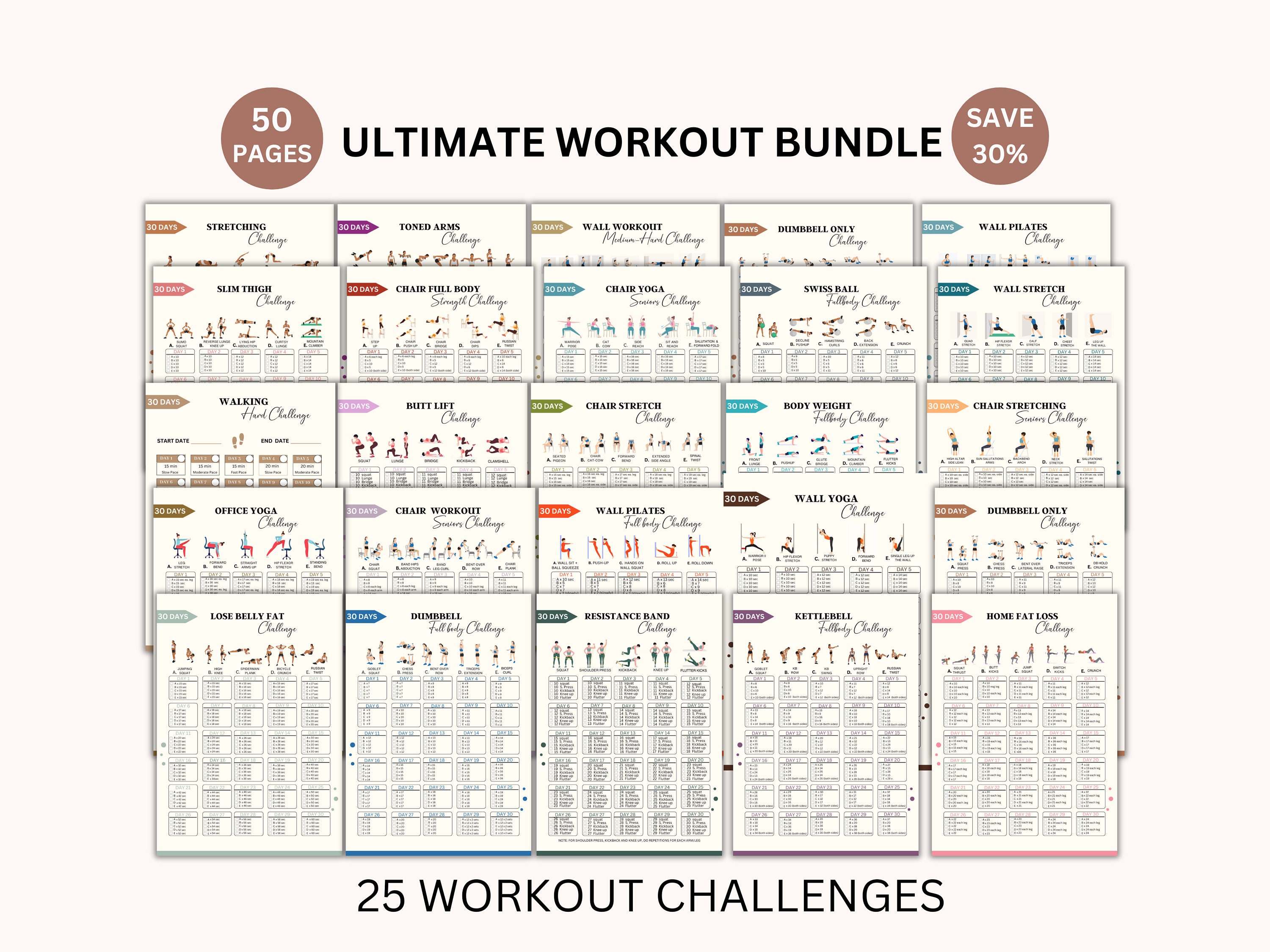 Full body exercise workout bundle, Full body workout, Fitness guide, Workout exercise bundle, Printable workout Fitness, Home Workout PDF