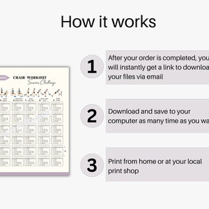 30 Day Chair Workout Seniors Challenge, Full Body Exercise Guide, Chair Workout Challenge, Workout Digital, Summer Body, PDF, A4 & US letter image 6