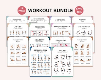 Full body exercise workout bundle, Full body workouts, Fitness guide, Workout exercise bundle, Printable workout exercises, House Workout