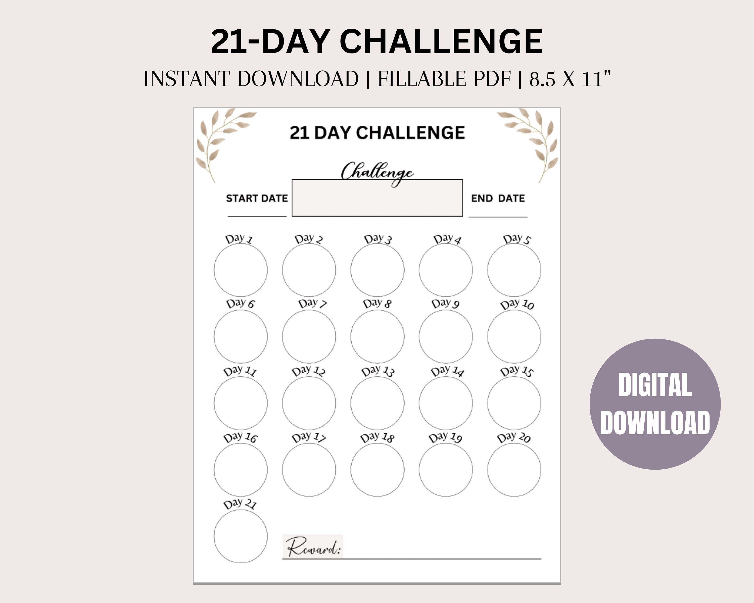 21 Day Challenge Tracker 2023 Goal Planner Habit Tracker Etsy