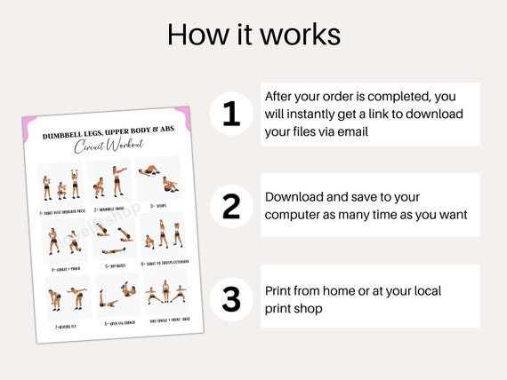 Home Workout Plan Dumbbell Workout Strength Weight Training plan Fitness Program Workout From Home Gym Guide Digital Download PDF