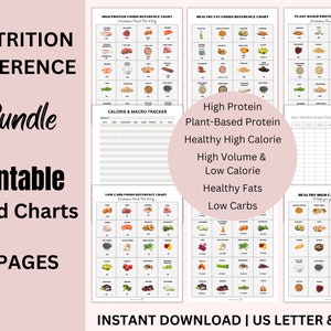 Nutrition Bundle Foods Reference Chart, High Protein Foods Reference, Low Carbs High Volume Nutrition Guide, Keto Food List,  Instant PDF