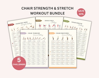 Chair Workout Bundle, Chair Yoga, Chair Exercise, Sitting Workout, Workout For Seniors, Yoga & Mindfulness Workout exercise bundle, PDF File