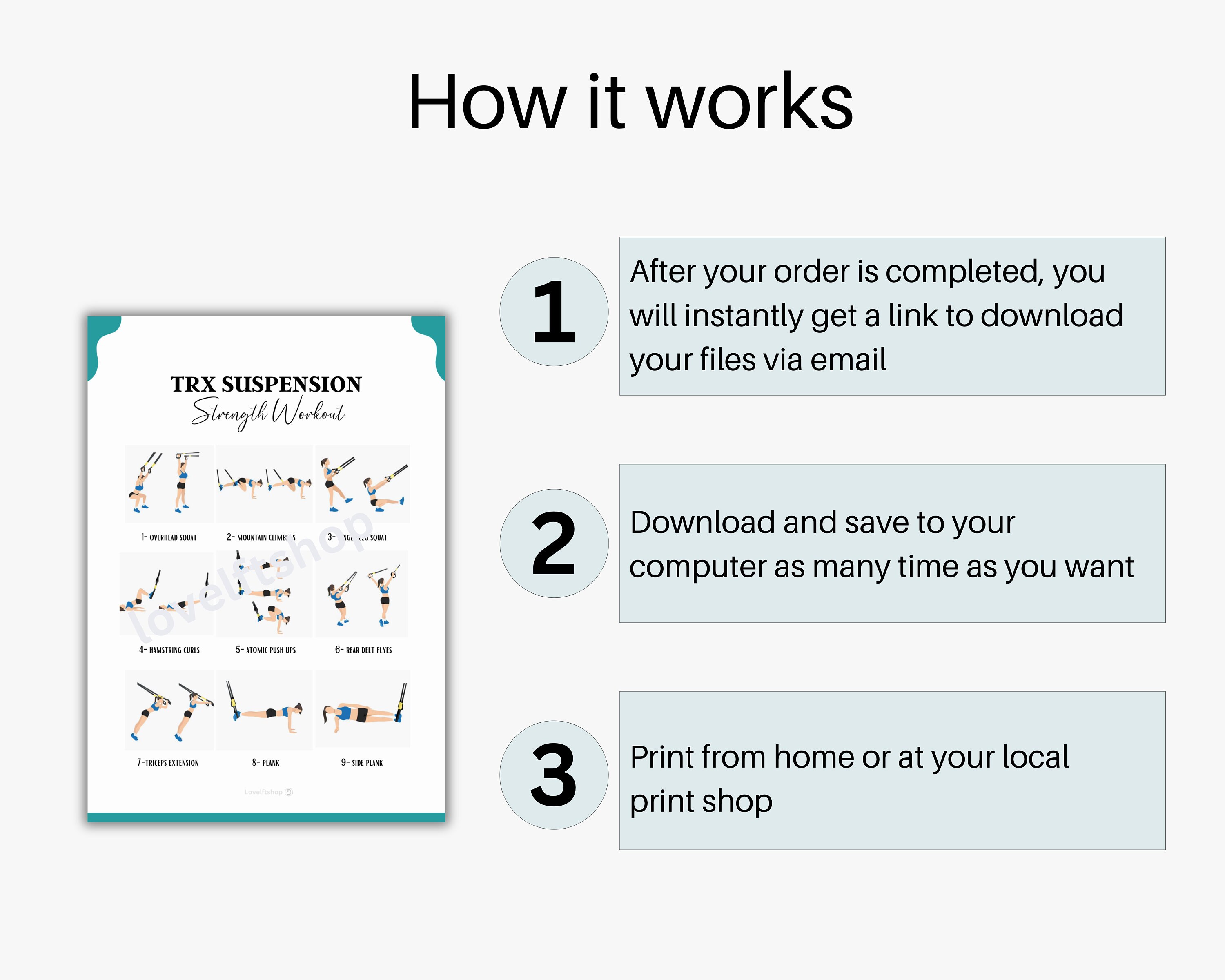 TRX Suspension Exercise Guide, Trx Workout, TRX Fitness Challenge, Flat ...