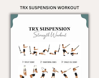 TRX Suspension Exercise Guide for Men Trx workout, Men TRX Fitness Challenge, Man Home workout, Printable Trx exercise For Men, Us Letter A4