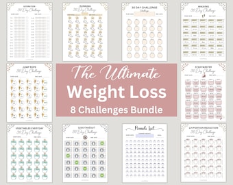 Weight Loss Challenge| 30 Day Challenge| Lose Weight| Weight Loss Tracker| Weightloss Journal |Printable Fitness Planner| Weight Loss Chart
