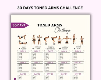 30 Day Sleek Arm Challenge Toned Arms Exercise Guide Home Workout Fitness Tracker Arms Workout Challenge Workout Digital Summer Body Etsy