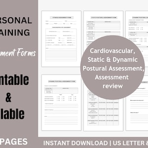 Personal Training Assessment Forms| New client intake form| Personal Training Templates| Assessment Templates For PT| Gym Coach Assessment