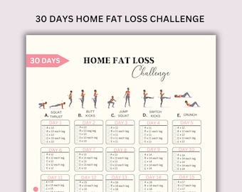 30 dagen vetverliesuitdaging, fitnessoefeningen, gids voor lichaamsversnippering, buikspierentraining, uitdaging voor gewichtsverlies, gids voor thuistraining, fitnessplanner