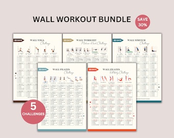 Full body Wall workout bundle, Wall Pilates Guide, Wall Fitness guide, Wall exercise bundle, Printable workout, House Workout, A4 & US PDF