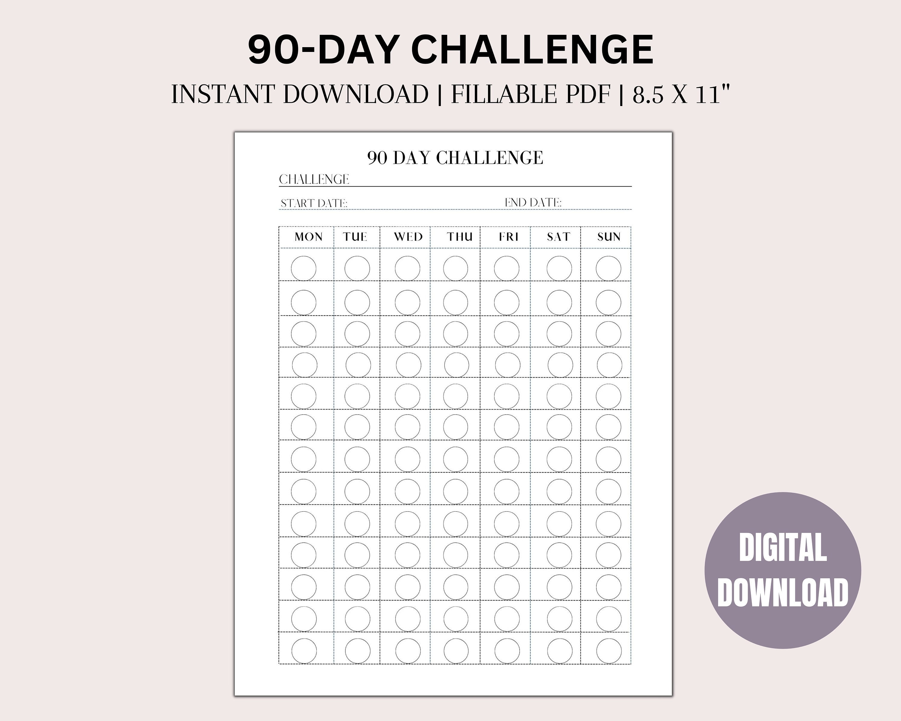 90 Day Challenge Tracker| 90 Days| 2023 Goal Planner| Habit Tracker ...