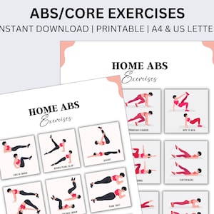 Abs Exercises, fitness exercises, ab routine, Workout Guide, challenge Tracker, Healthy Habits, Fitness Planner, Printable Challenge