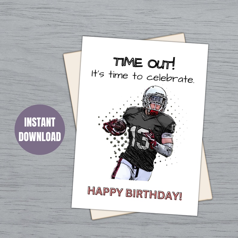 Football Printable Birthday Cardfootball Lovers Gift Digital Football