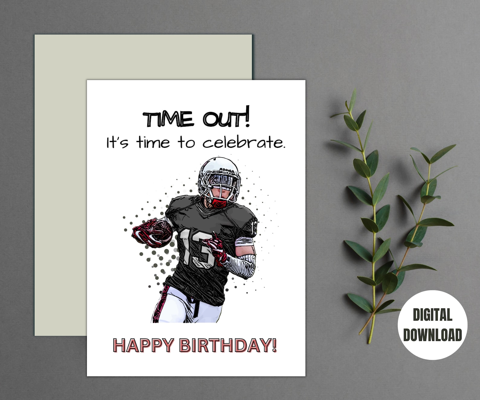 Football Printable Birthday Card|football Lovers Gift| Digital Football ...