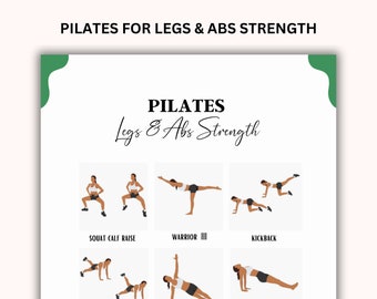 Pilates Übungsanleitung, Pilates Workout für Frauen, Heimtraining, flacher Bauch, zum Ausdrucken, Pilates zu Hause, Instant Download