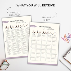 30 Day Chair Workout Seniors Challenge, Full Body Exercise Guide, Chair Workout Challenge, Workout Digital, Summer Body, PDF, A4 & US letter image 2