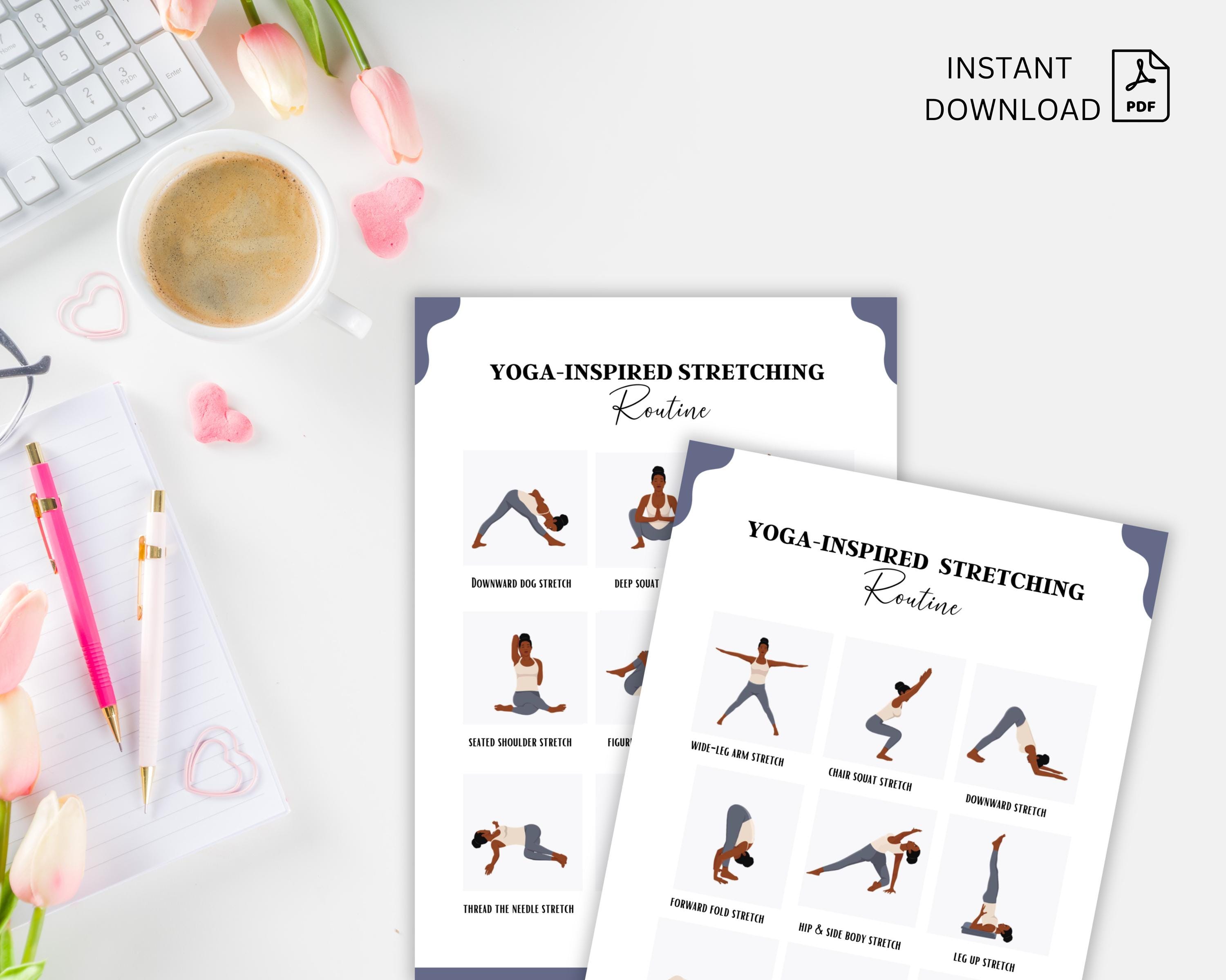 Print Off Stretching Routine Stretching & Mobility Workout Printable Poster, at Home Yoga ...