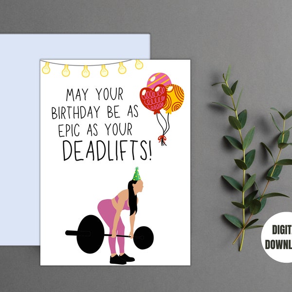 Gym Girl Birthday Card, Gym Gifts, Gym Card for her, Birthday Card, Funny Gym Card, Gym Birthday, Printable Gym Card, Digital Download