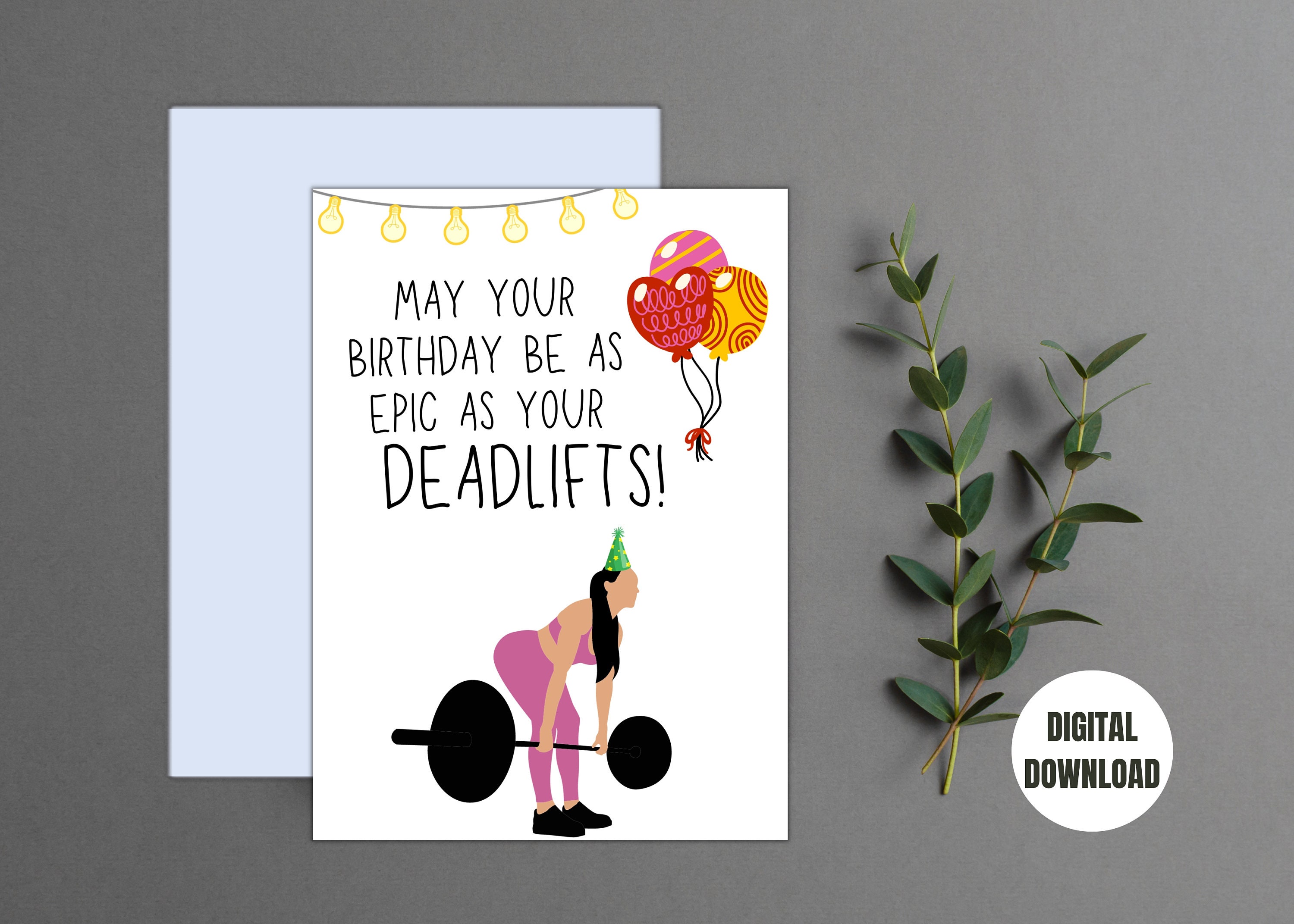Gym Girl Birthday Card, Gym Gifts, Gym Card for her, Birthday Card, Funny Gym Card, Gym Birthday, Printable Gym Card, Digital Download