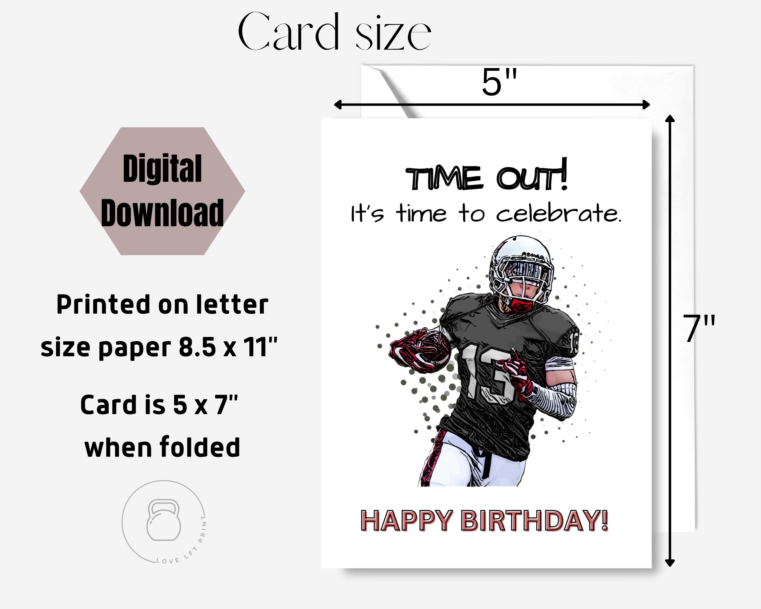 Football Printable Birthday Card|football Lovers Gift| Digital Football ...