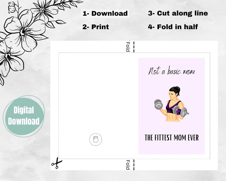 Gym Mom Mother's Day Card Active Mom Card Mother's Day Fitness Gym Card