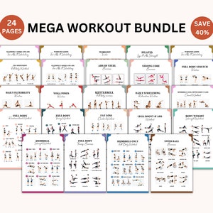 Paquete de ejercicios de cuerpo completo Mega, Entrenamiento de cuerpo completo, Guía de fitness, Paquete de ejercicios de entrenamiento, Entrenamiento imprimible Fitness, Entrenamiento en casa