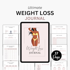 Weight Loss Journal, Fitness Planner Printable, Weight Loss Tracker, Workout Planner, Food Journal, Meal Planner, Goal planner, A5& US PDF