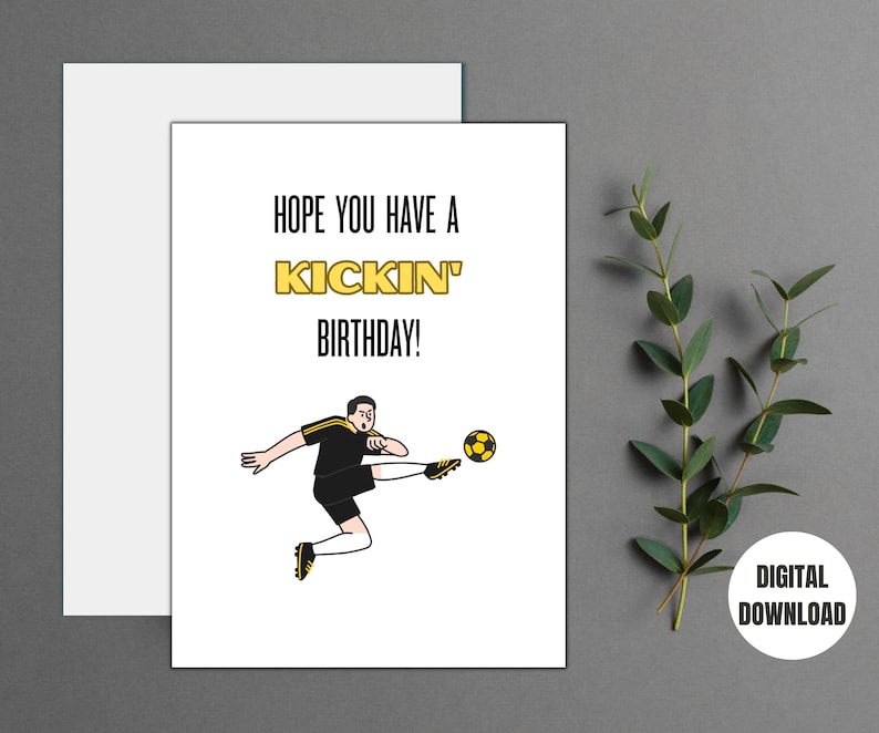 Printable Soccer Birthday Card | Digital Soccer Themed Digital Card