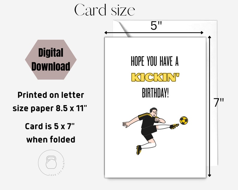 Printable Soccer Birthday Card | Digital Soccer Themed Digital Card ...