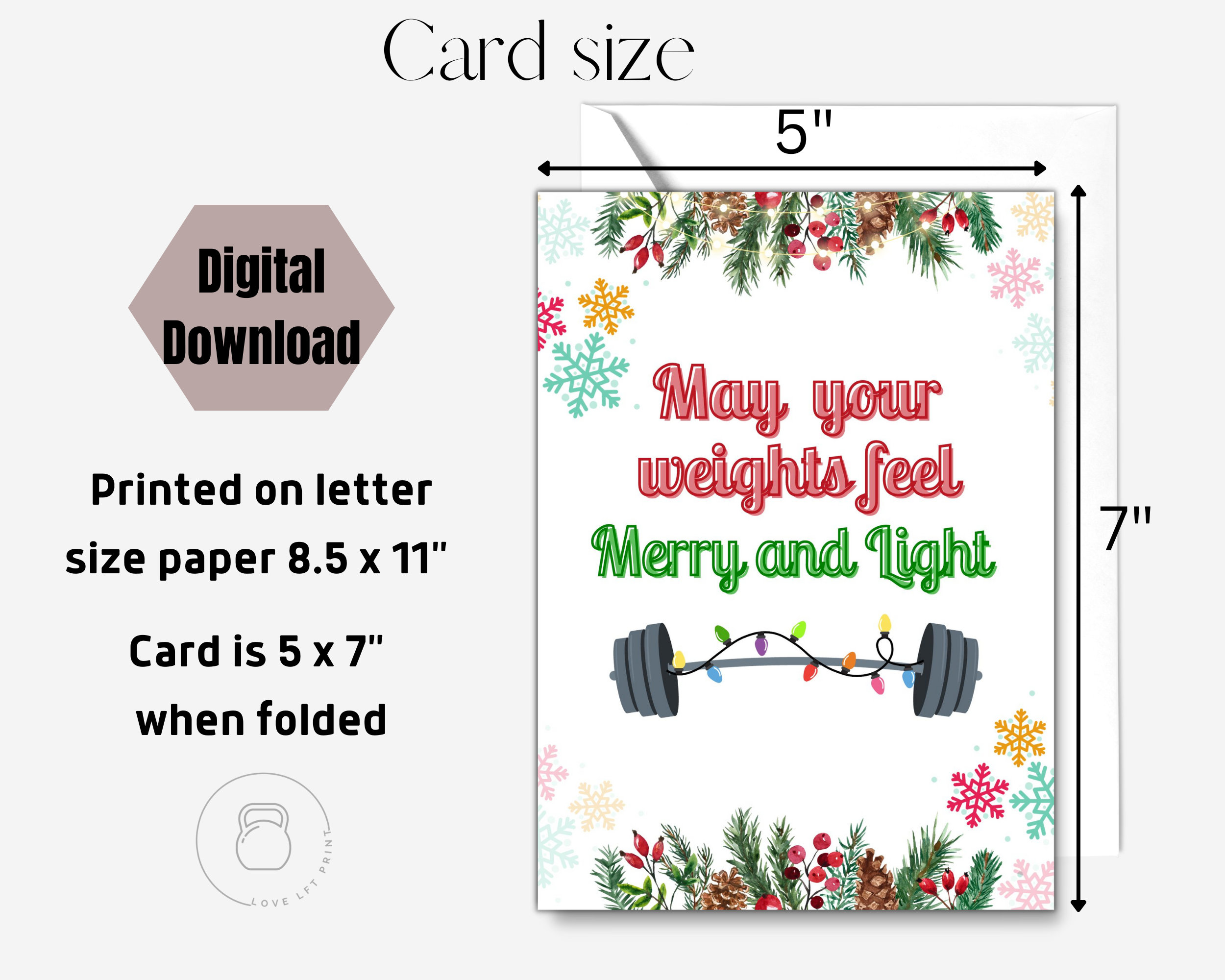 Christmas Gym Card, Gym Gifts, Gym Card for Him Her, Workout Card