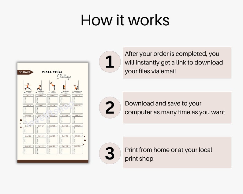 30 Day Wall Yoga Challenge, Wall Yoga, Quick Yoga Wall Exercise Guide, Wall Pilates, Wall workout guide, Workout Digital, Wall Fitness,PD image 6