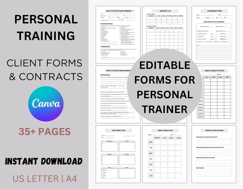Editable Client Intake Forms for PT Fitness Coaching - Etsy Finland