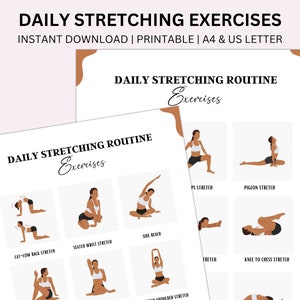Stretching Exercise, fitness exercises, Yoga Poses, challenge Tracker,  Workout Guide, Healthy Habits, Fitness Planner, Printable Challenge