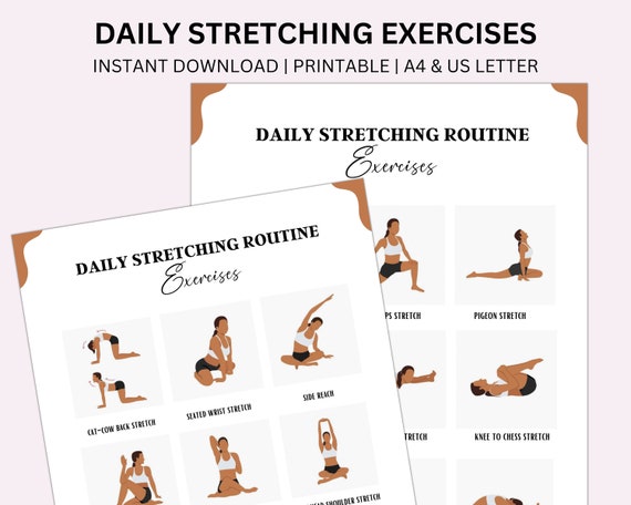 Stretching Exercise, fitness exercises, Yoga Poses, challenge Tracker,  Workout Guide, Healthy Habits, Fitness Planner, Printable Challenge