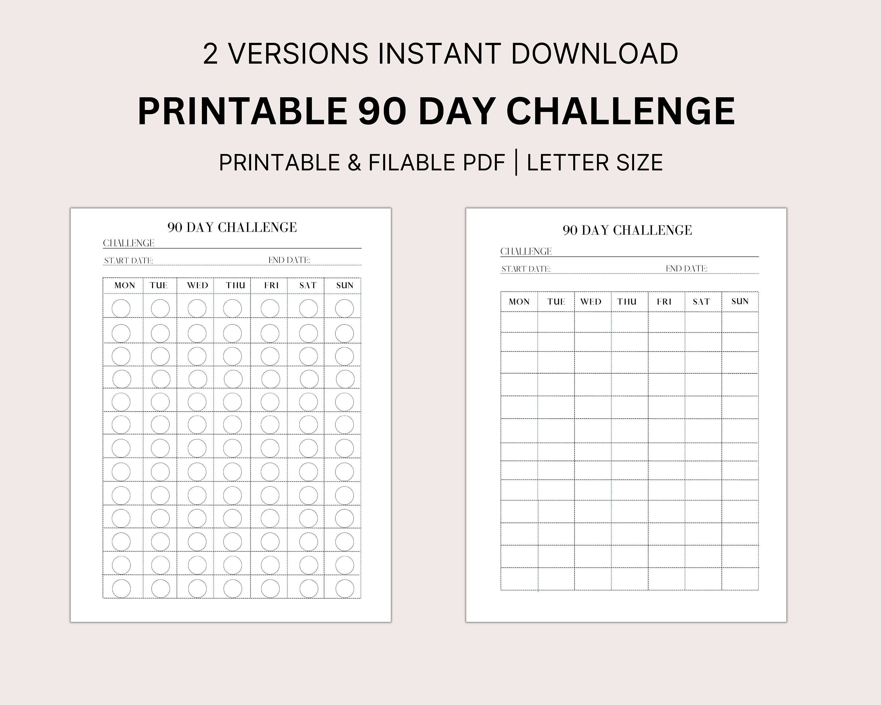 90 Day Challenge Tracker| 90 Days| 2023 Goal Planner| Habit Tracker ...
