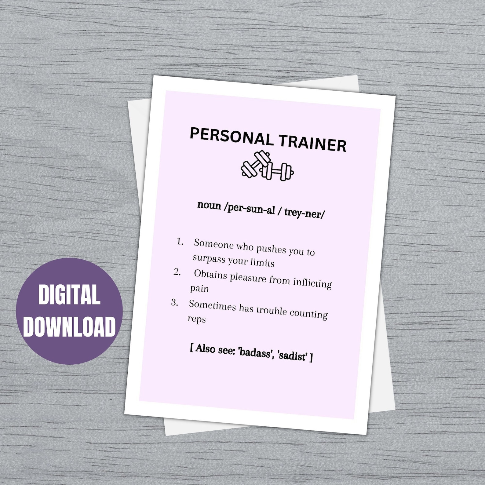 Personal Trainer Card Gym Card for Her Women Trainer Thank Etsy