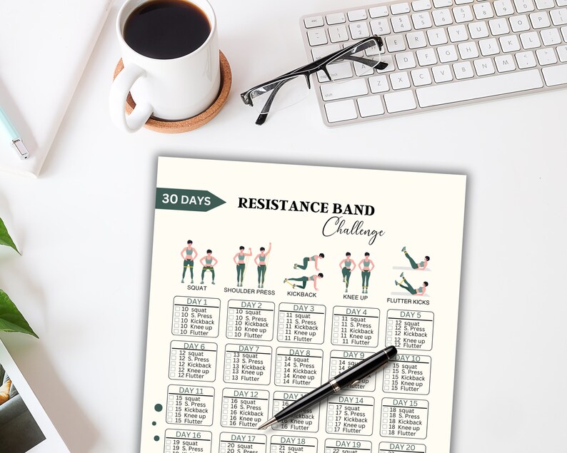 30 Day Resistance Band Exercise Challenge, Resistance Band Workout ...