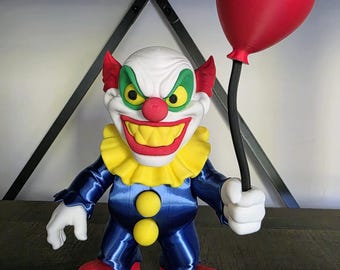 Creepy Clown Figurine 3D Printed Halloween Decor Horror Shelf Decor Kody the Clown
