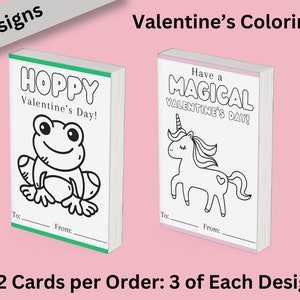 Valentines Day Coloring Cards for kids Personalized Colored Kids Valentines School Party DIY Coloring Valentines Card Physical Print